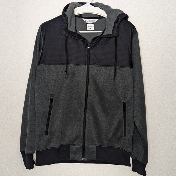 Columbia‎ Omni Shield Soft Shell Black Fleece Hooded Jacket Grey/Black Men's L - Picture 1 of 15